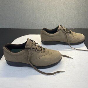 SAS Free Time Shoes Women's 10M Wide Beige Taupe Nubuck Leather Comfort Sneakers
